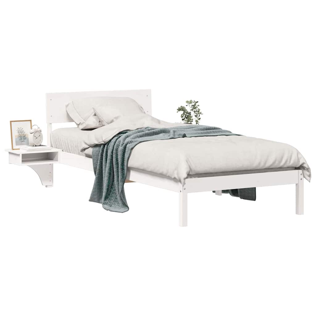 Estrutura de cama com mesas de cabeceira com cabeceira Branco