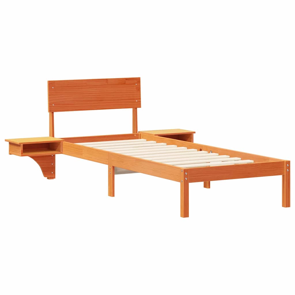 Estrutura de cama com mesas de cabeceira Castanho-mel