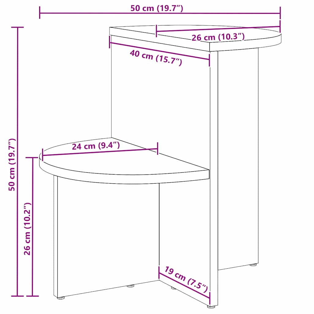 Mesa Lateral Natural 50 x 40 x 50 cm Madeira de pinho maciça