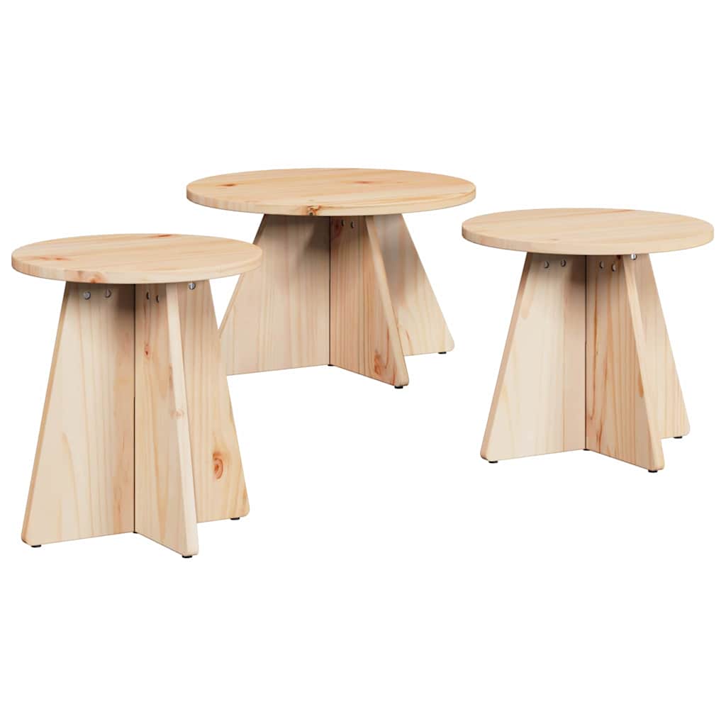 Mesa de centro 3 pcs Natural 49 x 49 x 30 cm