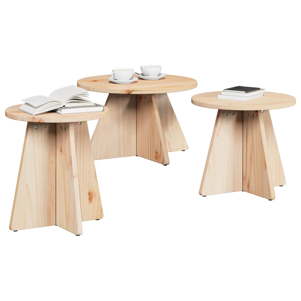 Mesa de centro 3 pcs Natural 49 x 49 x 30 cm