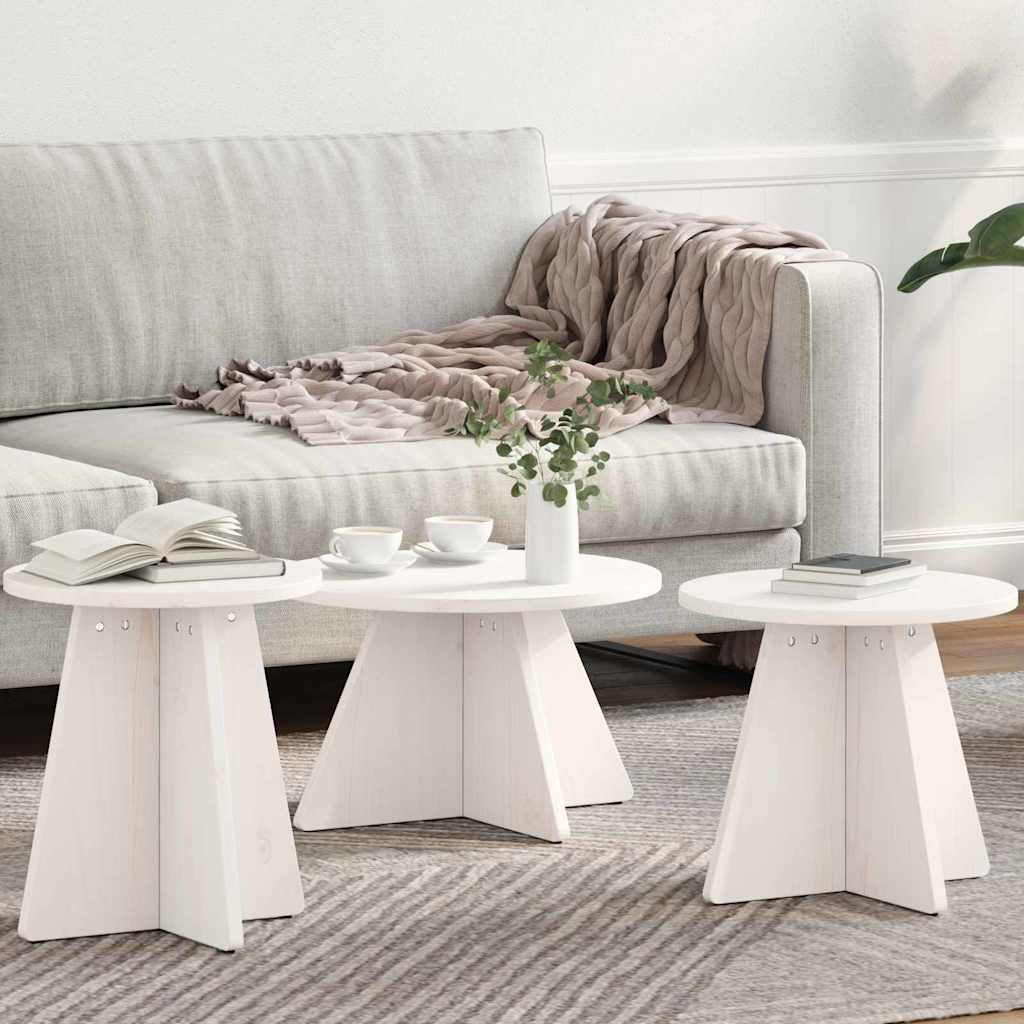 Mesa de centro 3 pcs Branco 49 x 49 x 30 cm