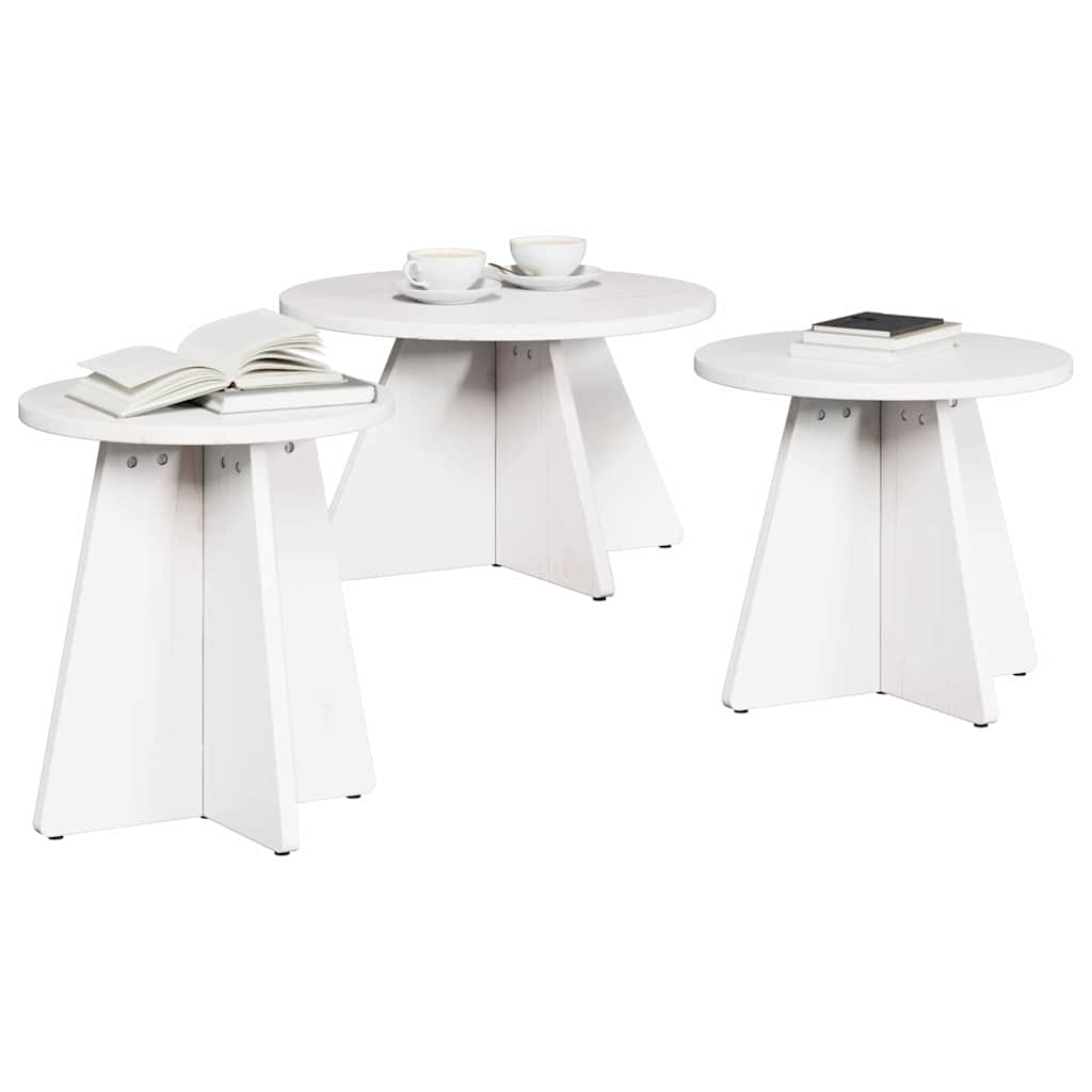 Mesa de centro 3 pcs Branco 49 x 49 x 30 cm