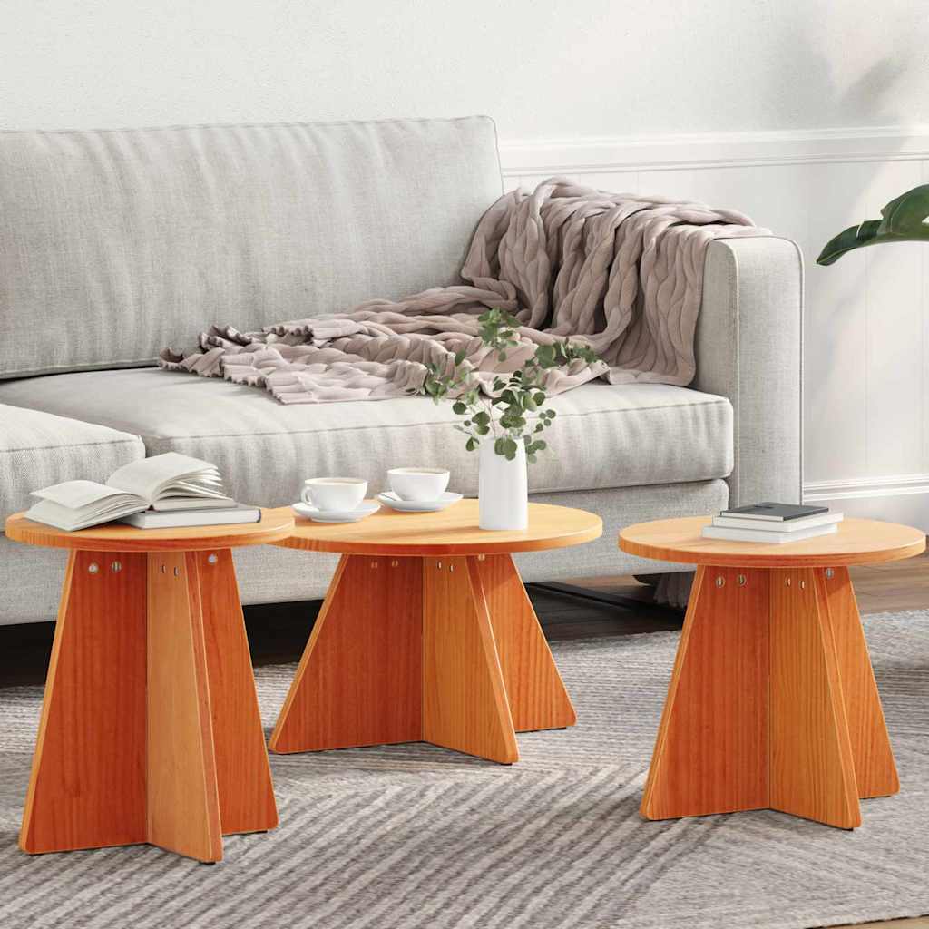 Mesa de centro 3 pcs Castanho-mel 49 x 49 x 30 cm