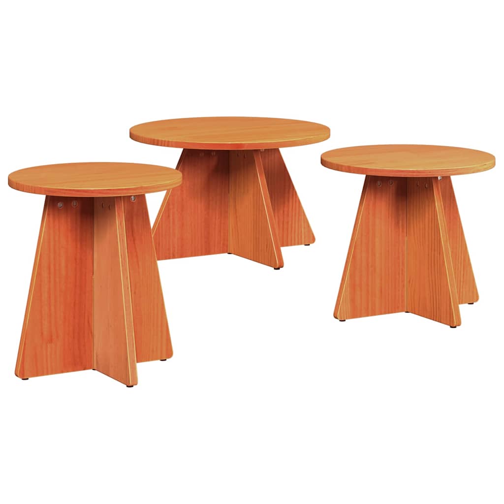 Mesa de centro 3 pcs Castanho-mel 49 x 49 x 30 cm