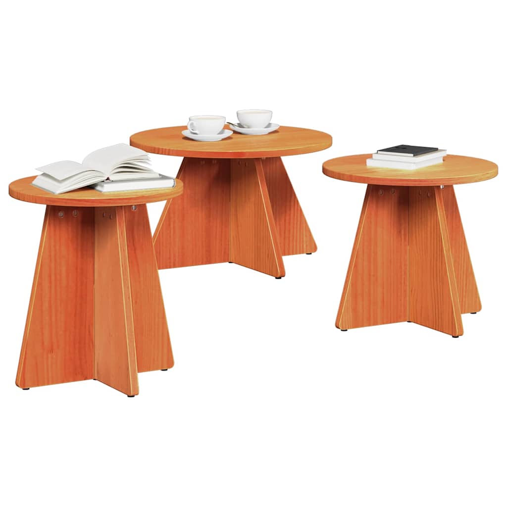 Mesa de centro 3 pcs Castanho-mel 49 x 49 x 30 cm