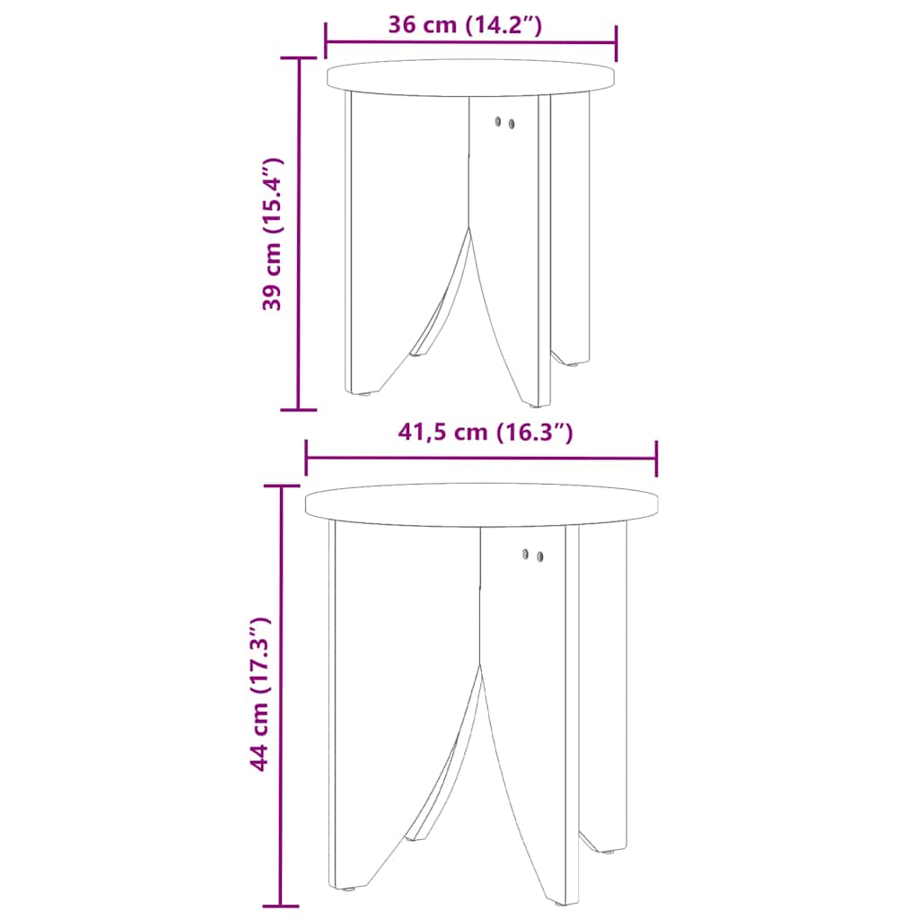 Mesa de centro 2 pcs Natural 41,5 x 41,5 x 44 cm