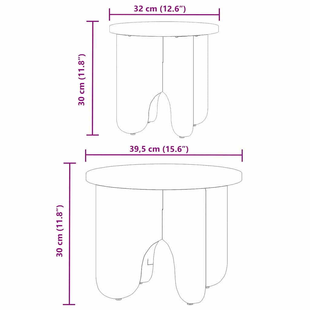 Mesa de centro 2 pcs Branco 39,5 x 39,5 x 30 cm