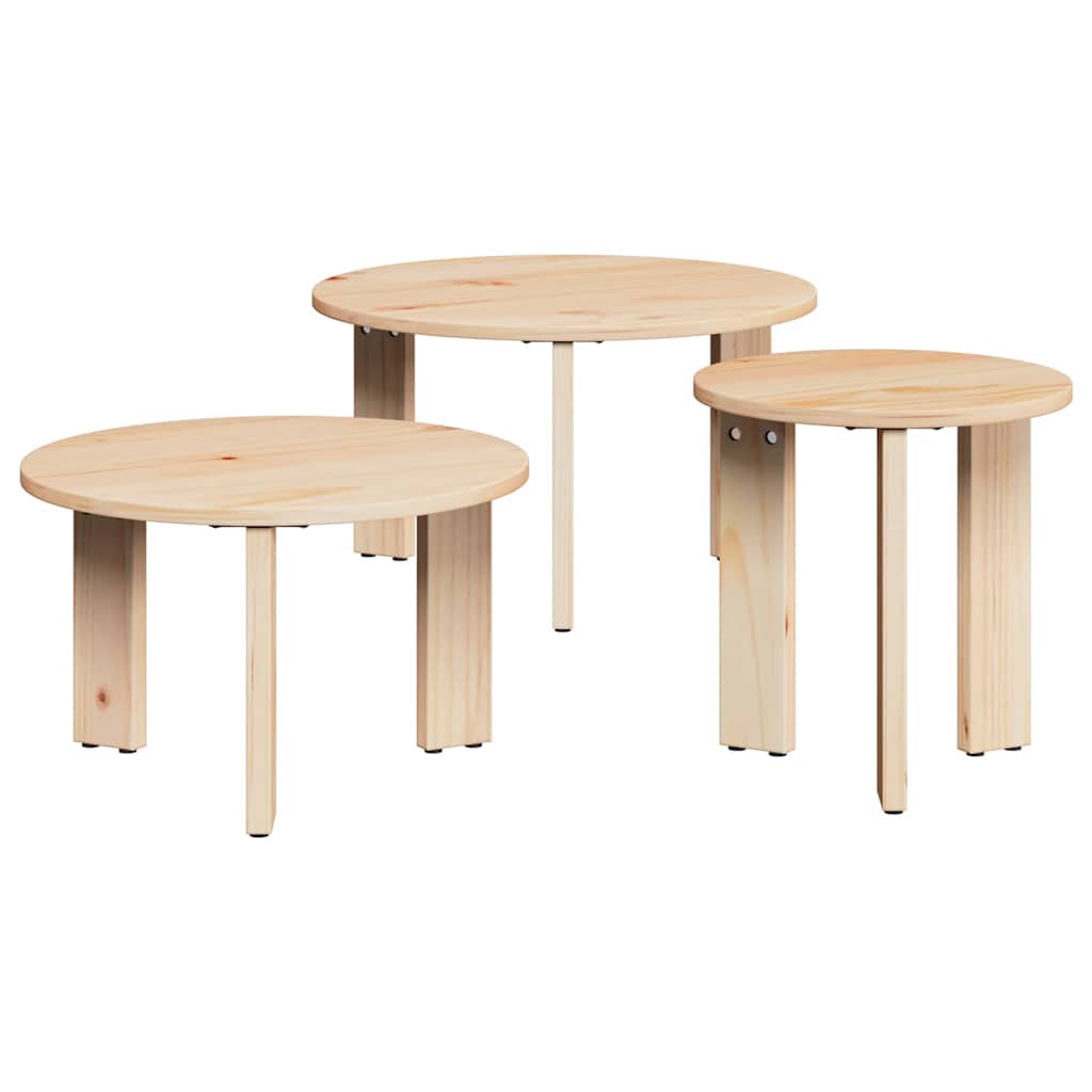 Mesa de centro 3 pcs Natural 47.5 x 47.5 x 27 cm