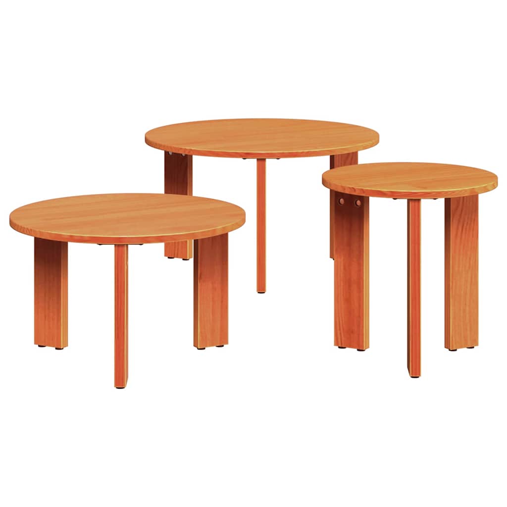 Mesa de centro 3 pcs Castanho-mel 47.5 x 47.5 x 27 cm