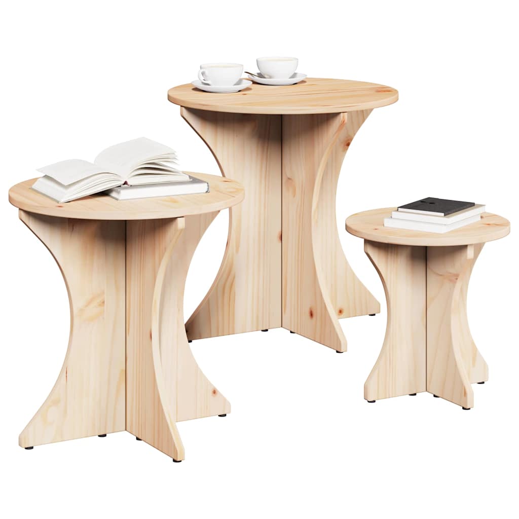 Mesa de centro 3 pcs Natural 46 x 46 x 47 cm