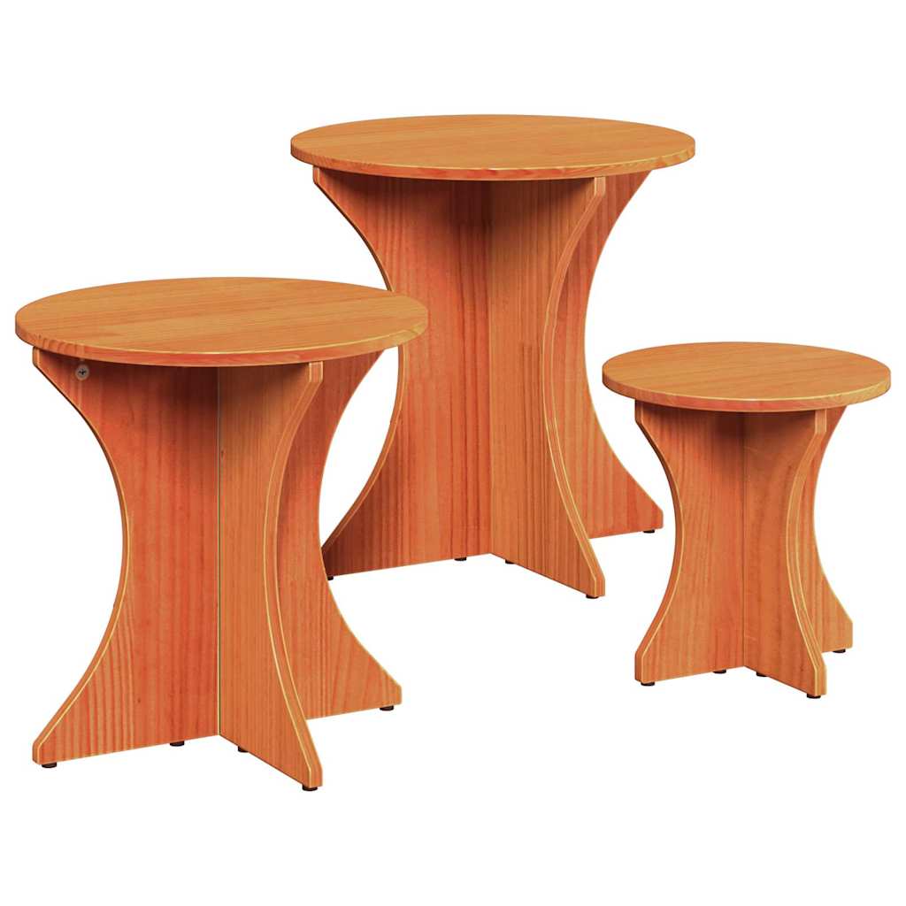 Mesa de centro 3 pcs Castanho-mel 46 x 46 x 47 cm