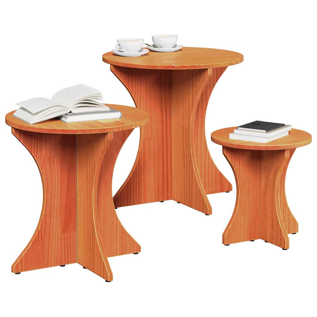 Mesa de centro 3 pcs Castanho-mel 46 x 46 x 47 cm