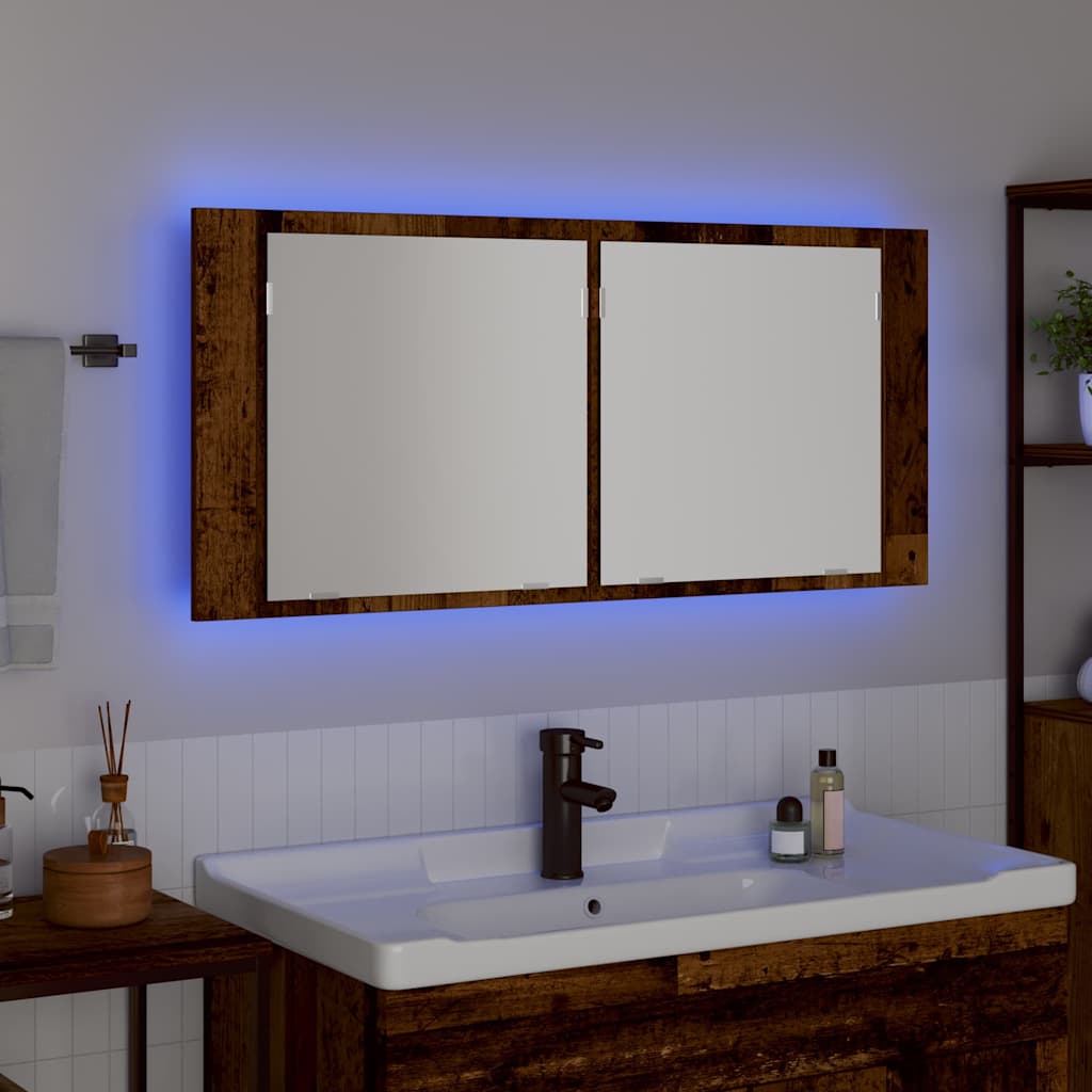 Espelho de LED com prateleira Madeira antiga 100 x 12 x 45 cm