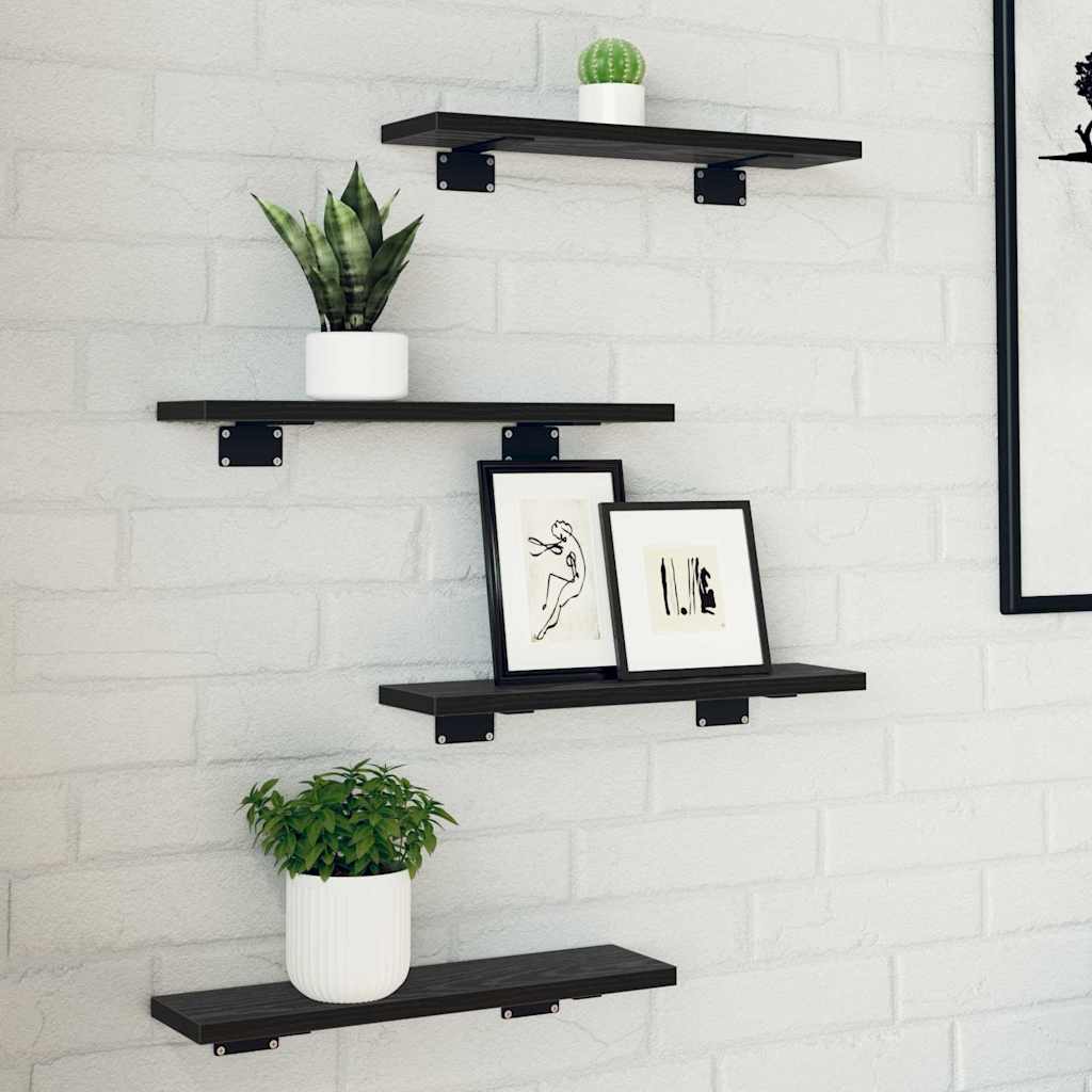 Estante de Prateleira 4 pcs Preto 40 x 10 x 1.5 cm