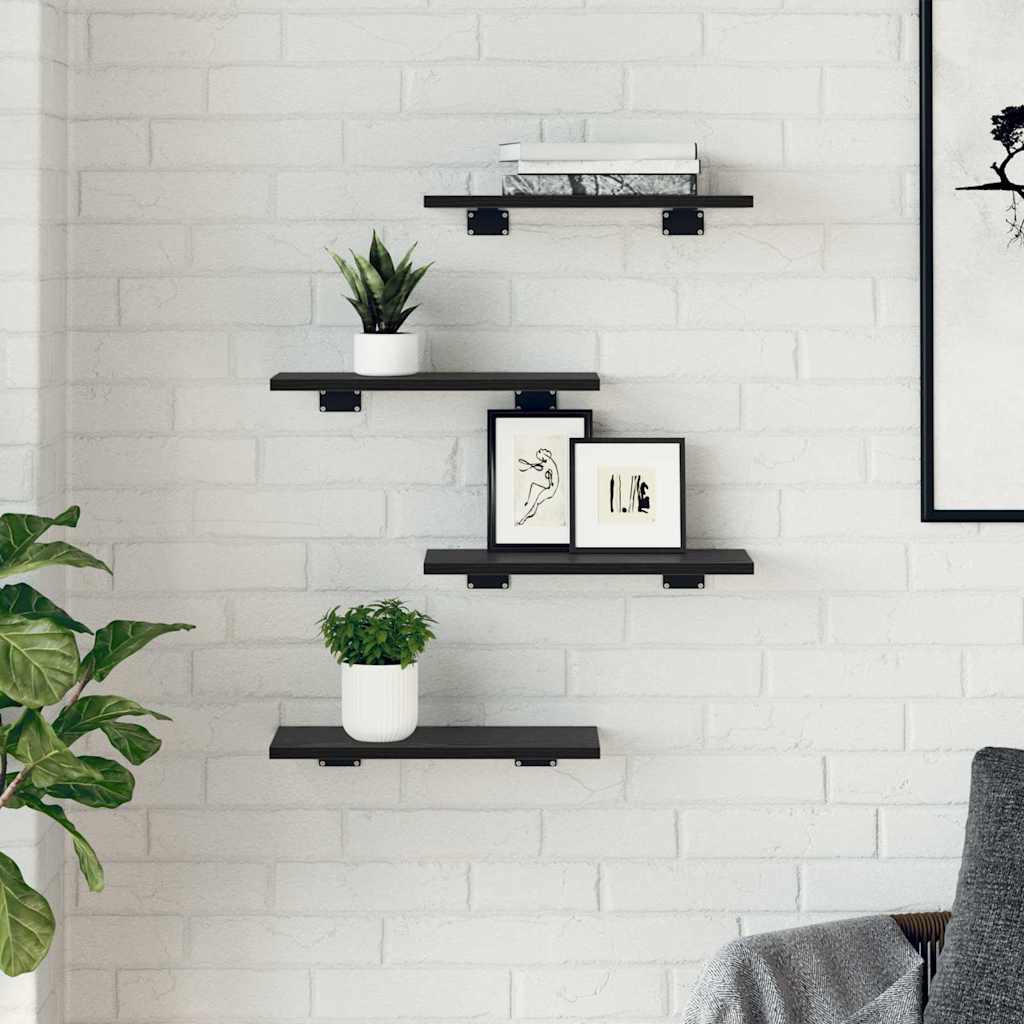 Estante de Prateleira 4 pcs Preto 40 x 20 x 1.5 cm