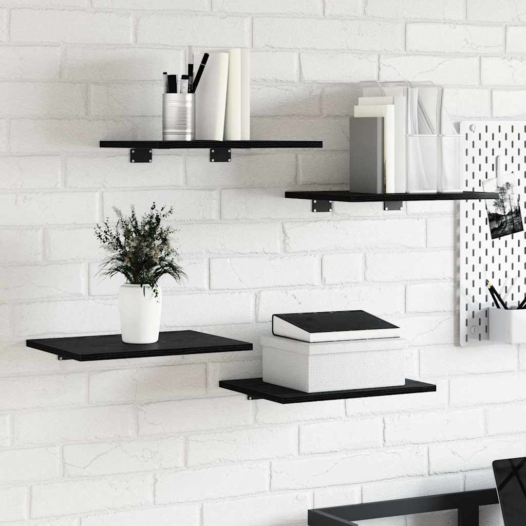 Estante de Prateleira 4 pcs Preto 40 x 30 x 1.5 cm