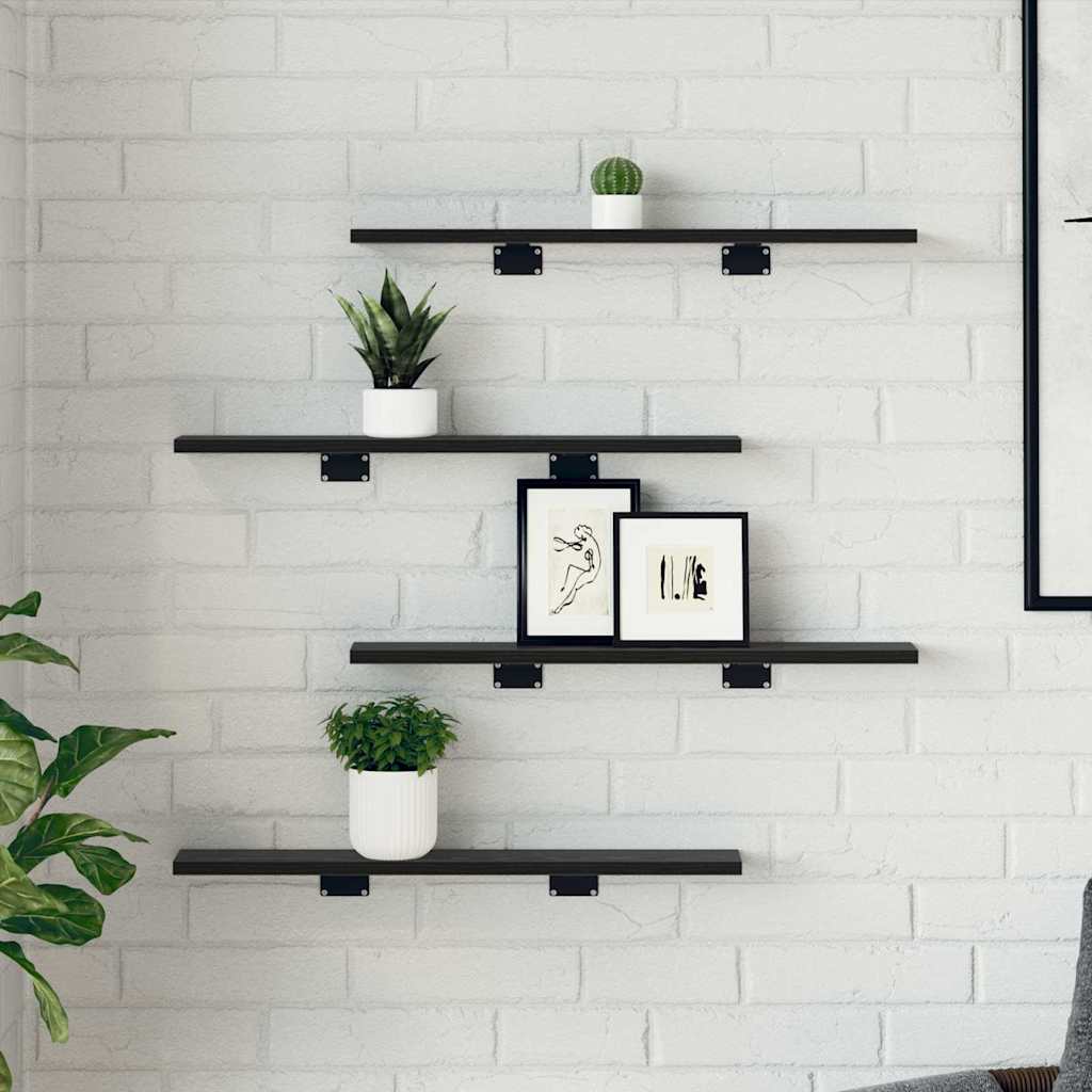 Estante de Prateleira 4 pcs Preto 60 x 10 x 1.5 cm