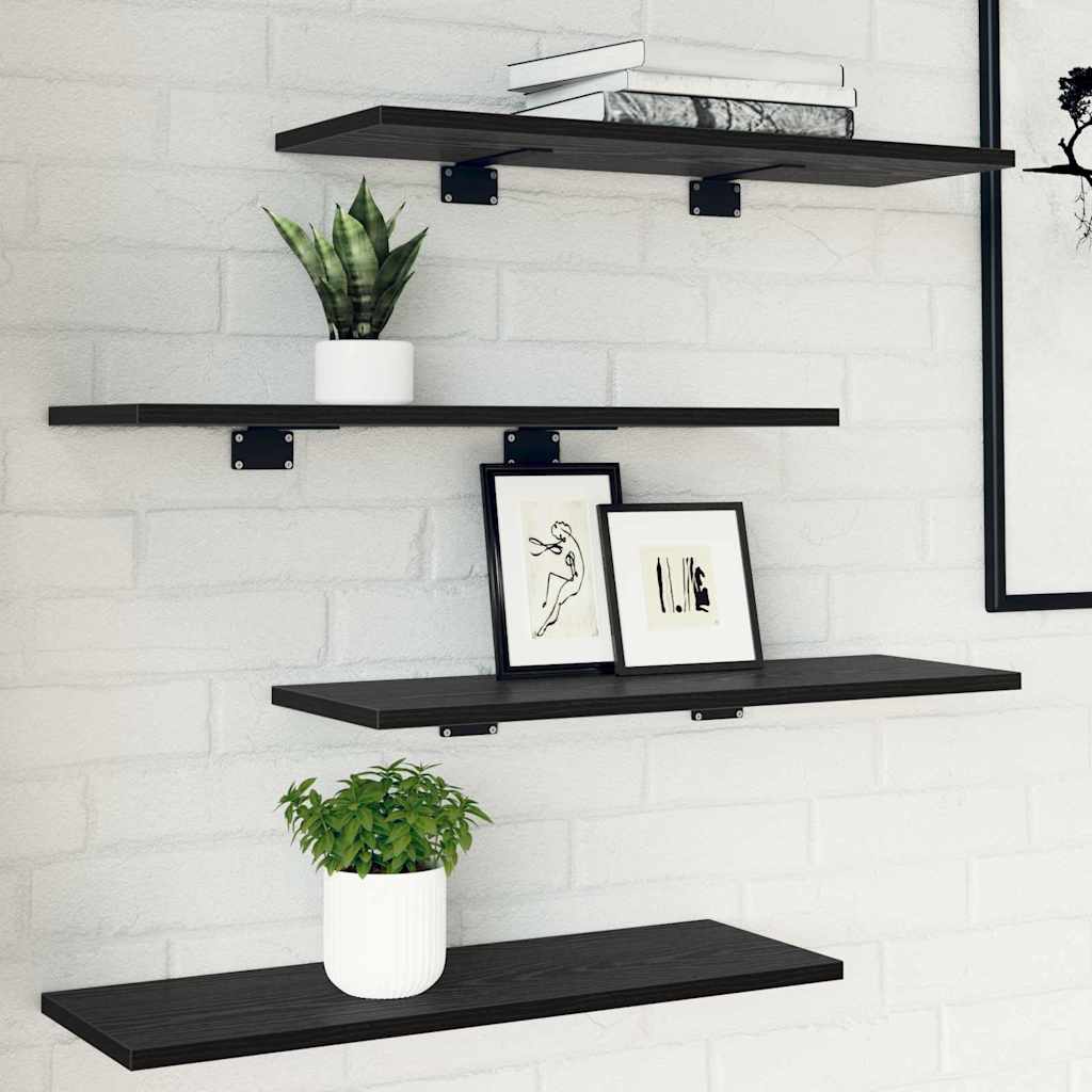 Estante de Prateleira 4 pcs Preto 60 x 20 x 1.5 cm