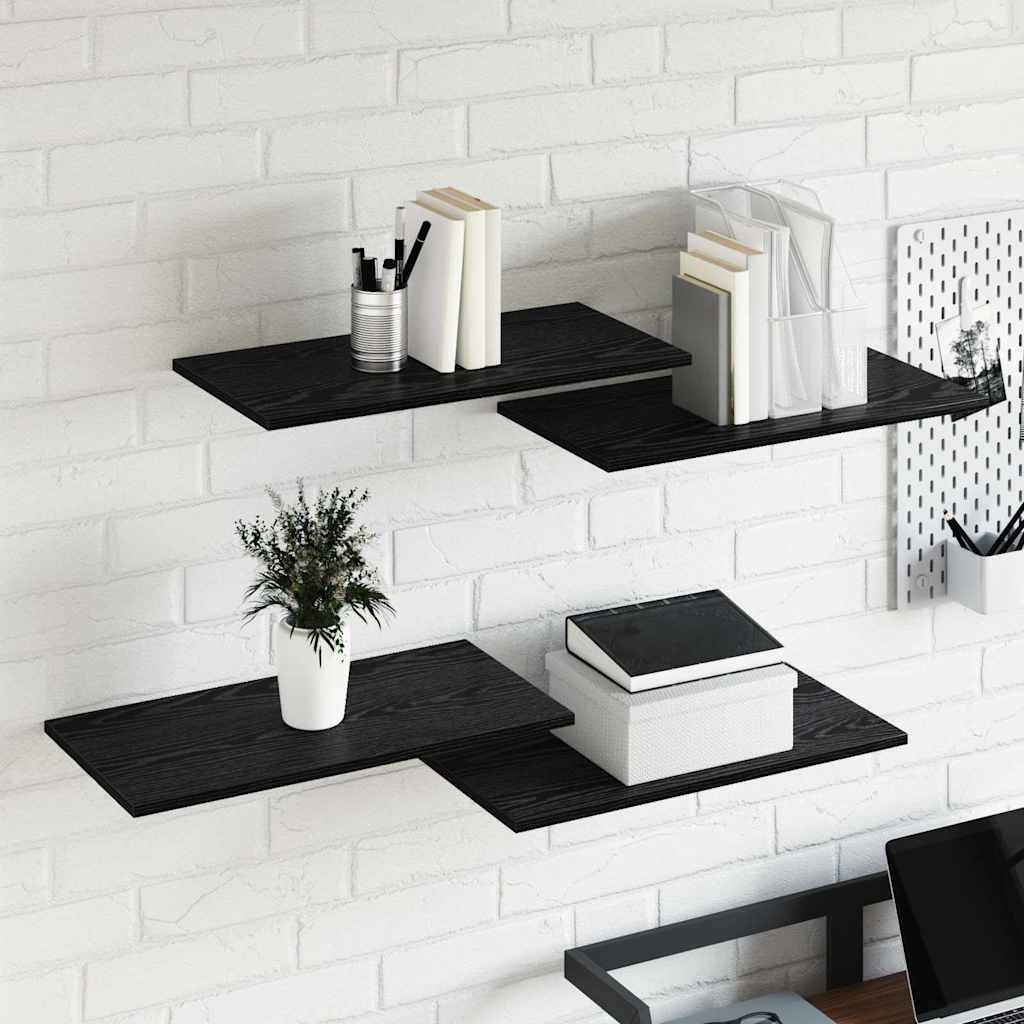 Estante de Prateleira 4 pcs Preto 60 x 30 x 1.5 cm