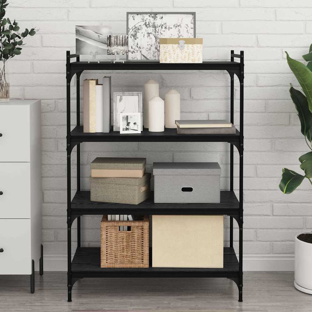 Estante de Prateleira 4 pcs Preto 80 x 40 x 1.5 cm