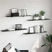 Estante de Prateleira 4 pcs Preto 100 x 20 x 1.5 cm