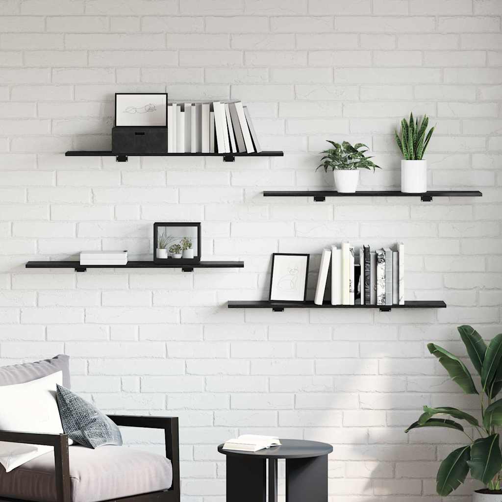 Estante de Prateleira 4 pcs Preto 100 x 20 x 1.5 cm