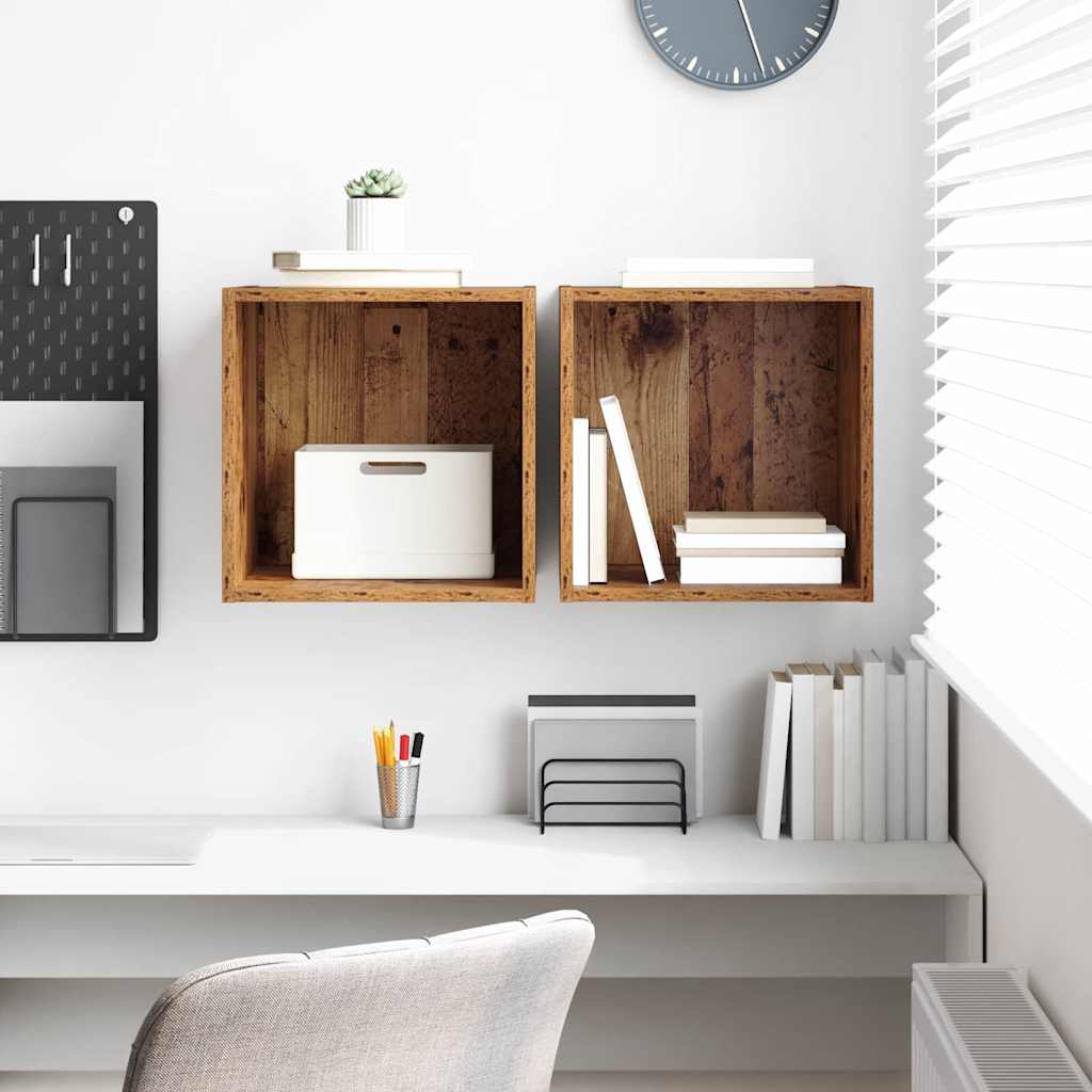 Armário de Parede 2 pcs Madeira antiga 37 x 37 x 37 cm