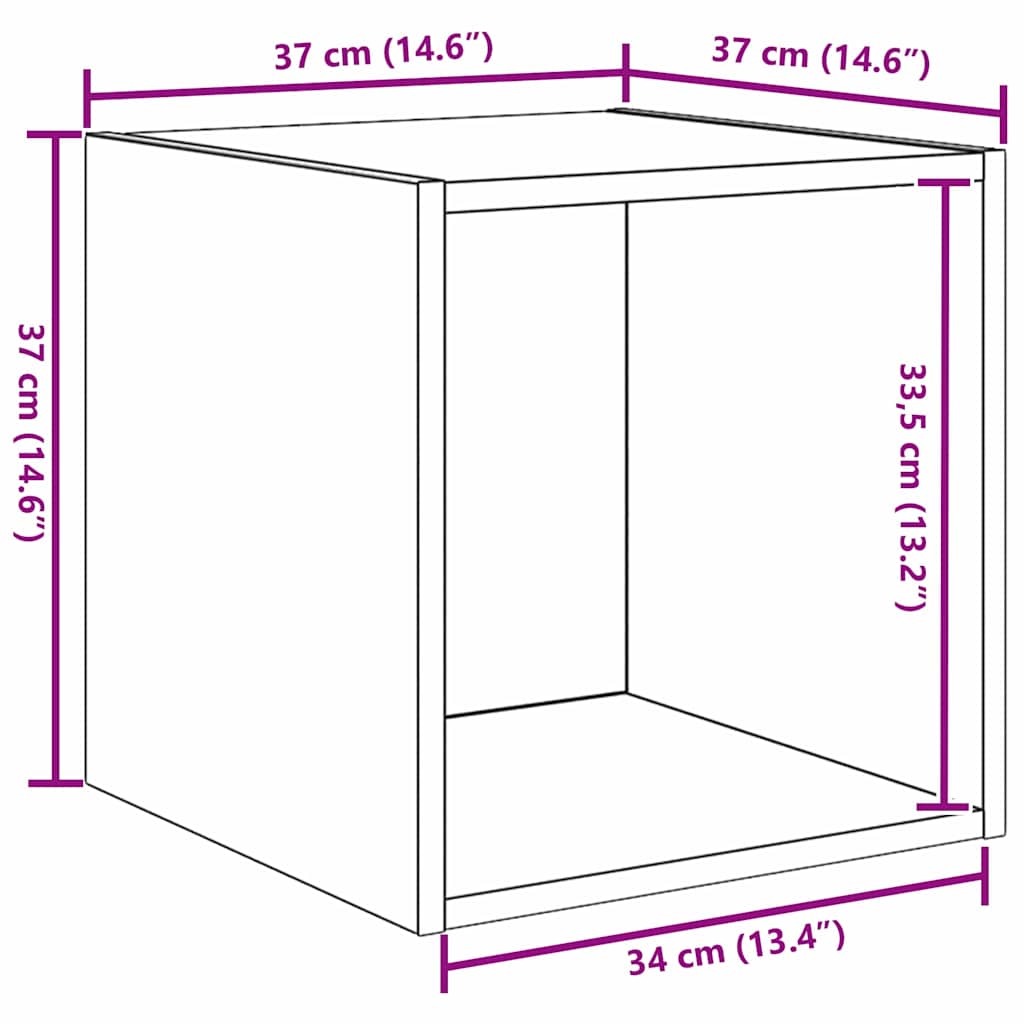 Armário de Parede 2 pcs Madeira antiga 37 x 37 x 37 cm