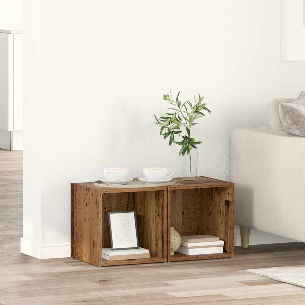 Conjunto de móvel de TV 2 pcs Madeira Antiga 37 x 35 x 37,5 cm