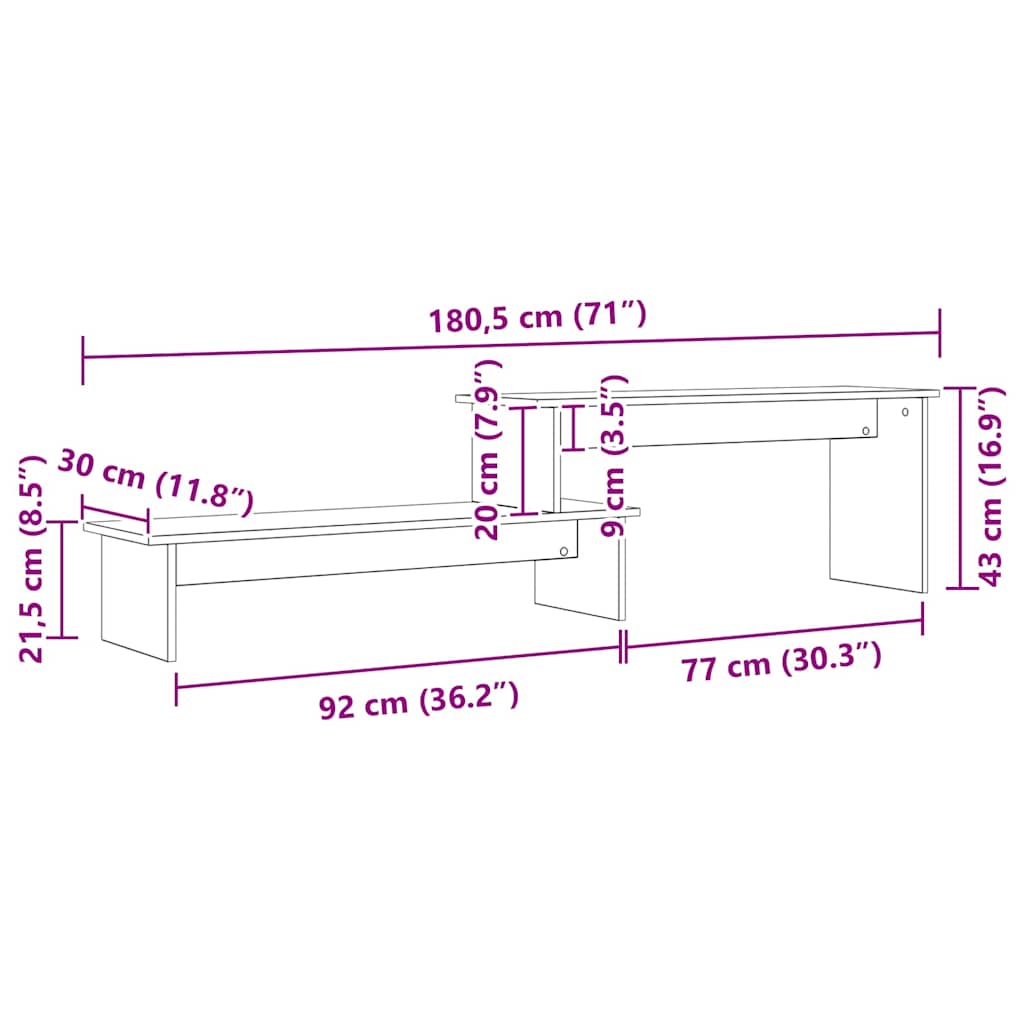 Conjunto de móvel de TV Madeira Antiga 180 x 30 x 43 cm