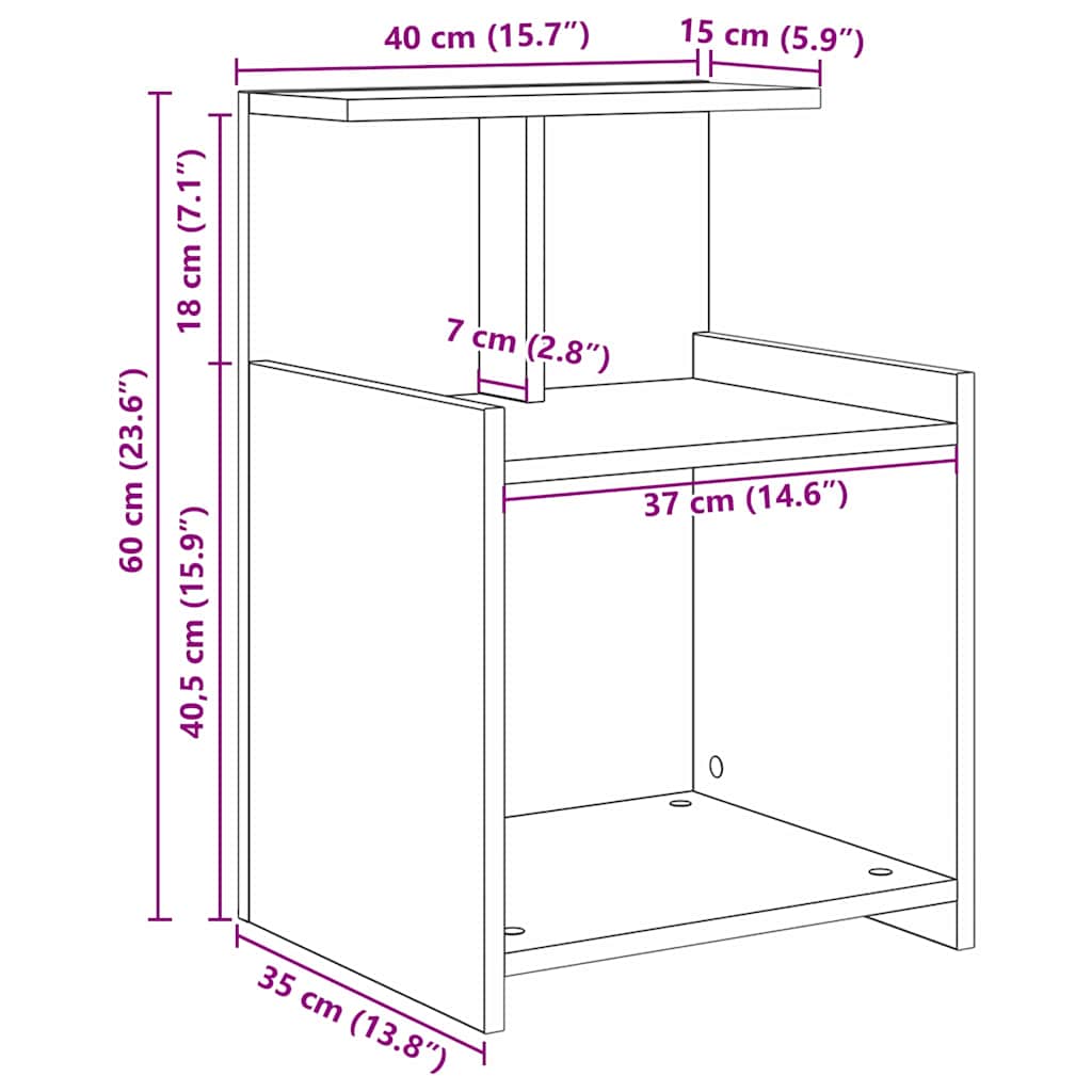 Armário de cama Madeira antiga 40 x 35 x 60 cm Aglomerado