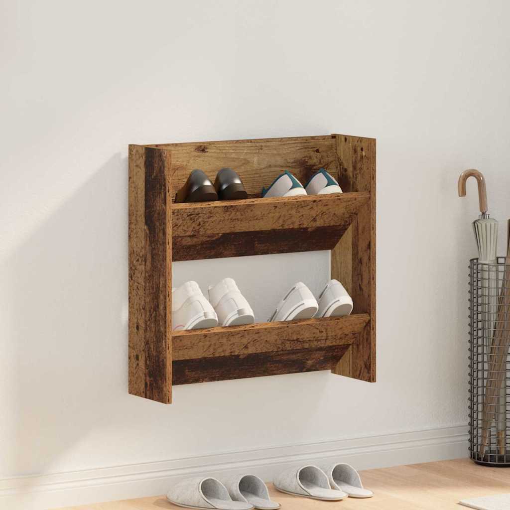 Armário para Sapatos de Parede Madeira Antiga 60 x 18 x 60 cm
