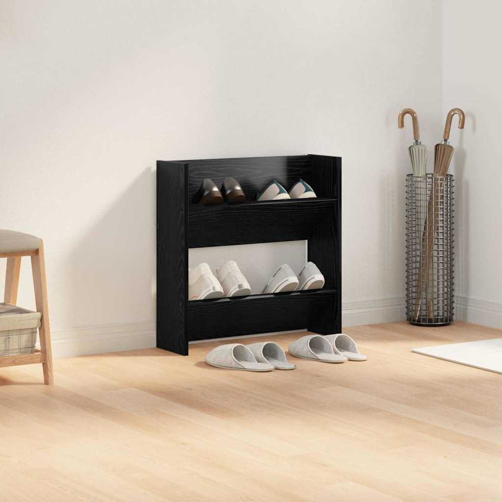 Armário para Sapatos de Parede Carvalho Preto 60 x 18 x 60 cm