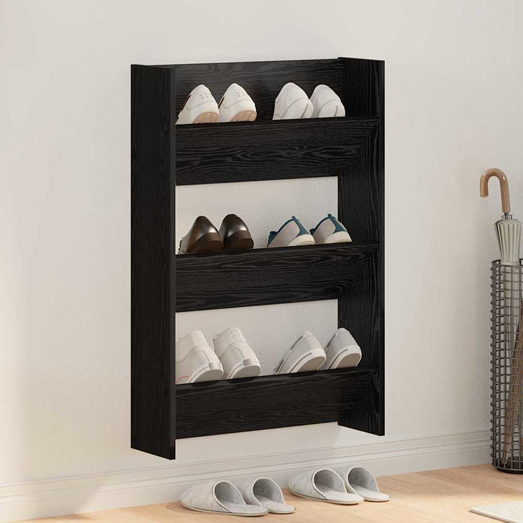 Armário para Sapatos de Parede Carvalho Preto 60 x 18 x 90 cm