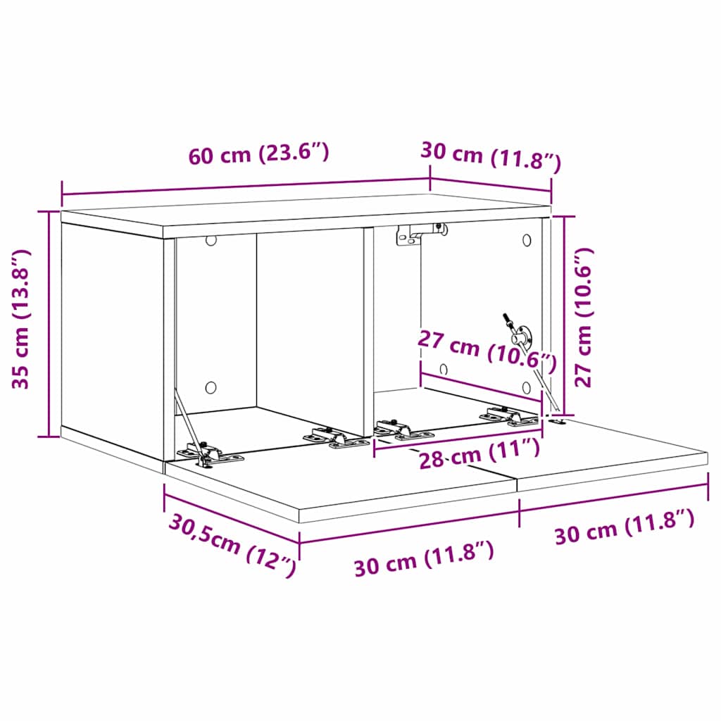 Conjunto de móvel de TV Castanho 60 x 30 x 30 cm