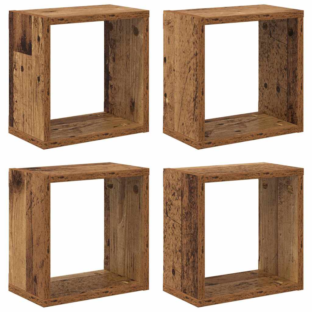 Prateleiras de Parede 4 pcs Madeira antiga 26 x 15 x 26 cm