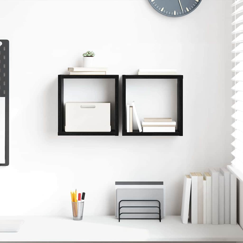 Prateleiras de Parede 2 pcs Carvalho Preto 26 x 15 x 26 cm