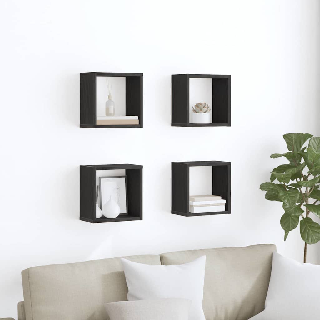 Prateleiras de Parede 4 pcs Carvalho Preto 26 x 15 x 26 cm