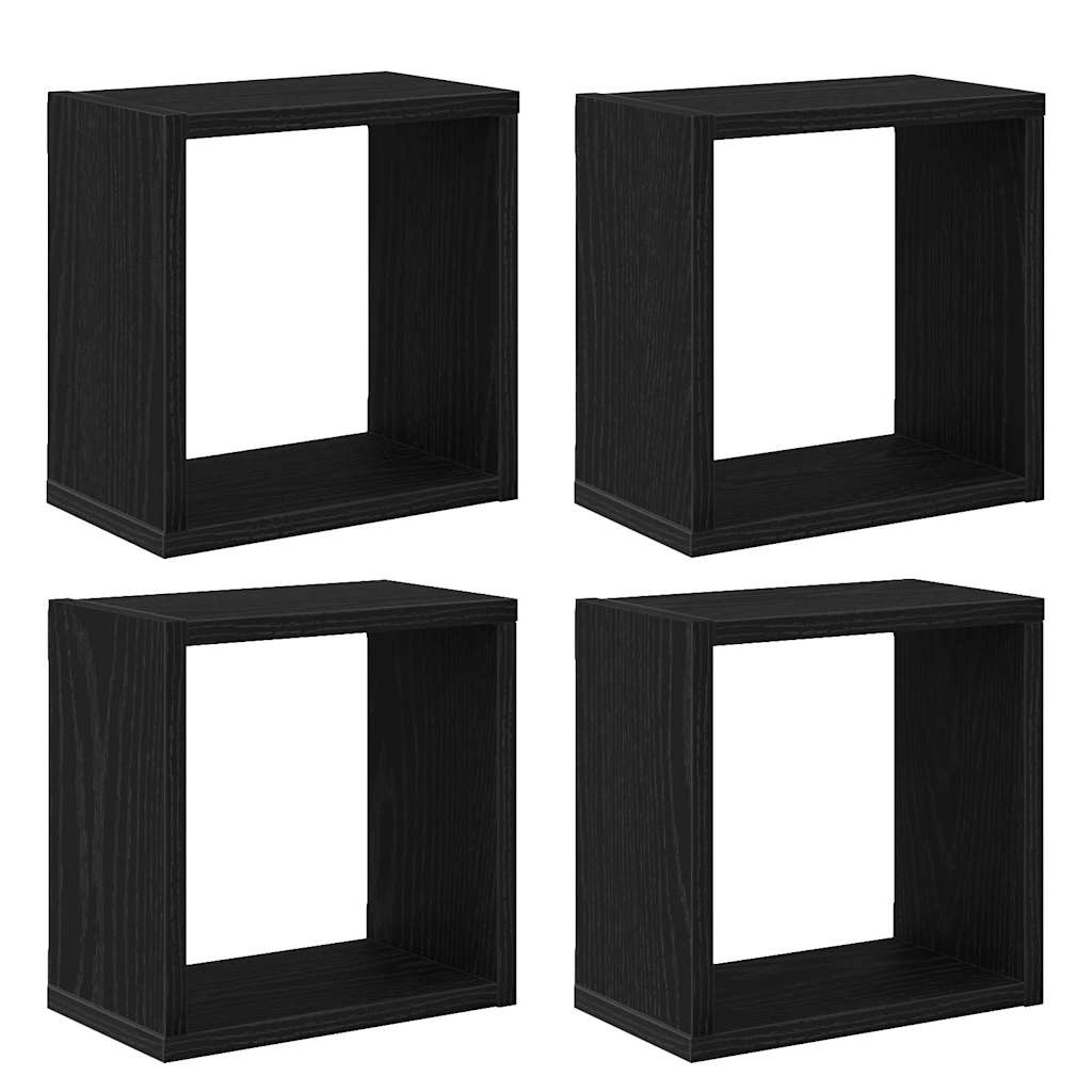Prateleiras de Parede 4 pcs Carvalho Preto 26 x 15 x 26 cm