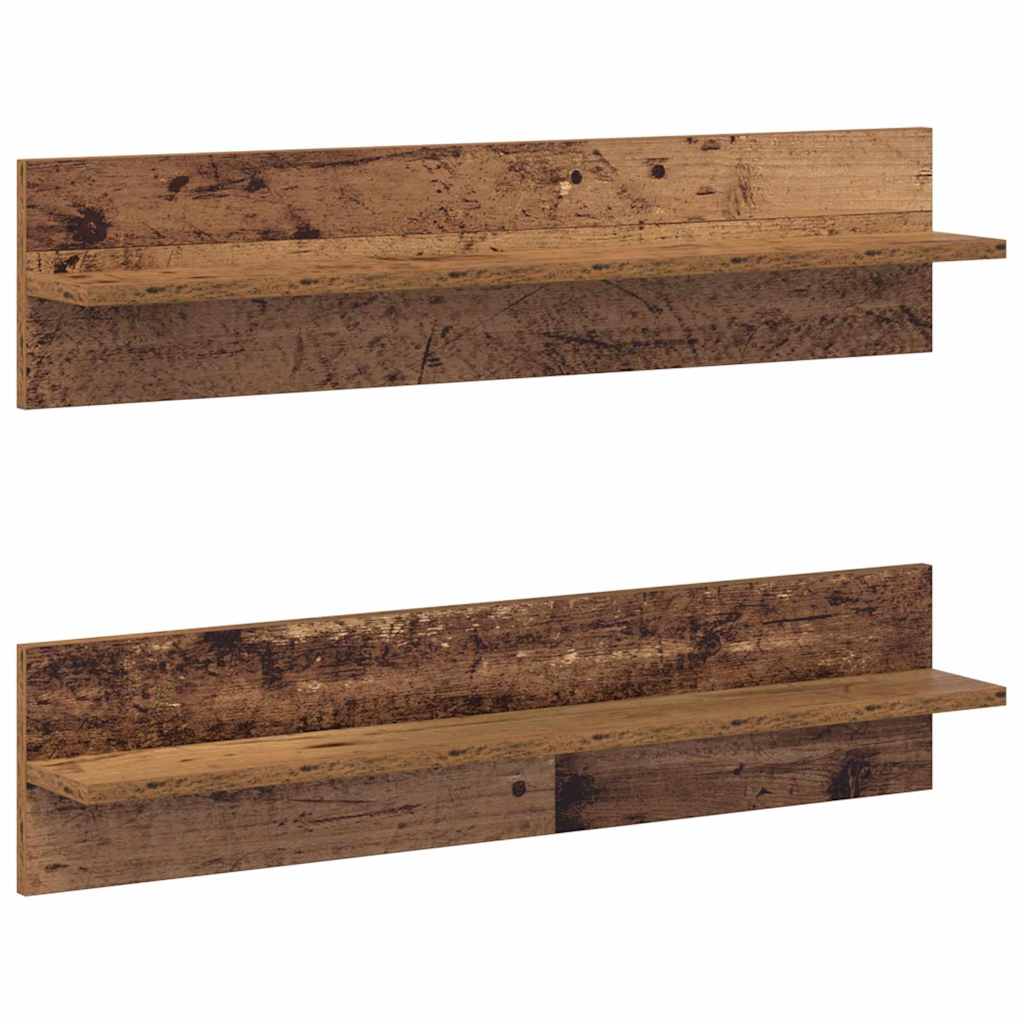 Prateleiras de Parede 2 pcs Madeira antiga 80 x 11,5 x 18 cm