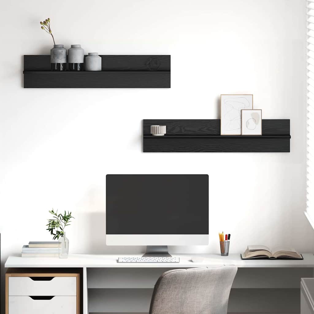 Prateleiras de Parede 2 pcs Carvalho preto 80 x 11,5 x 18 cm