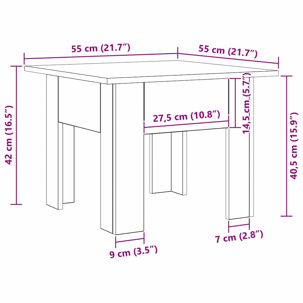 Mesa de centro Carvalho preto Madeira processada