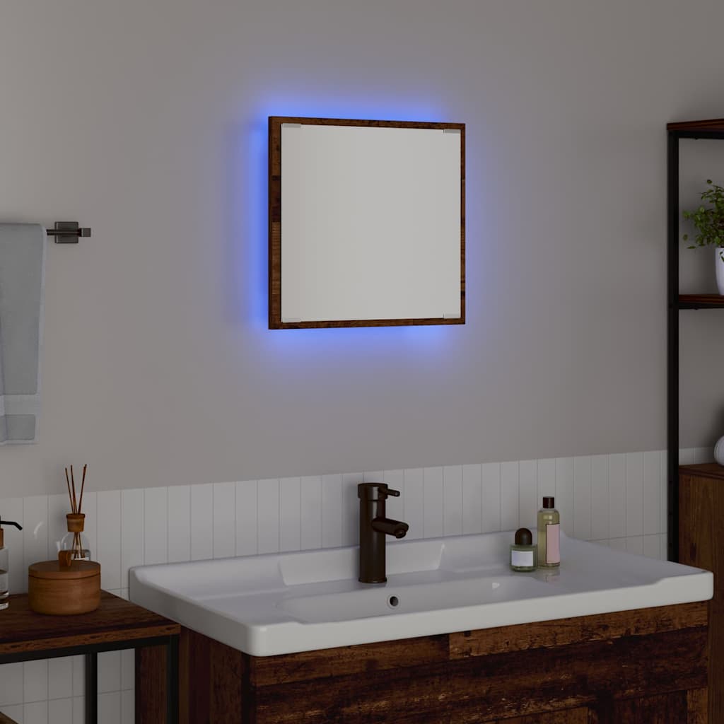 Espelho de banheiro LED Madeira antiga 40 x 8,5 x 37 cm