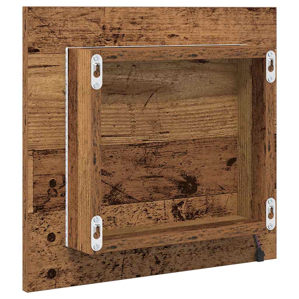Espelho de banheiro LED Madeira antiga 40 x 8,5 x 37 cm