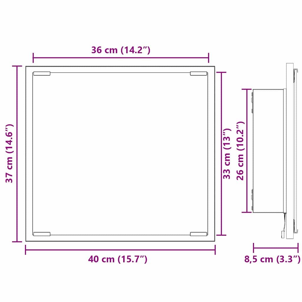 Espelho de banheiro LED carvalho artisiano 40 x 8,5 x 37 cm