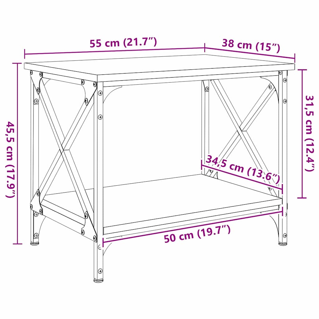 Mesa Lateral Castanho Madeira processada