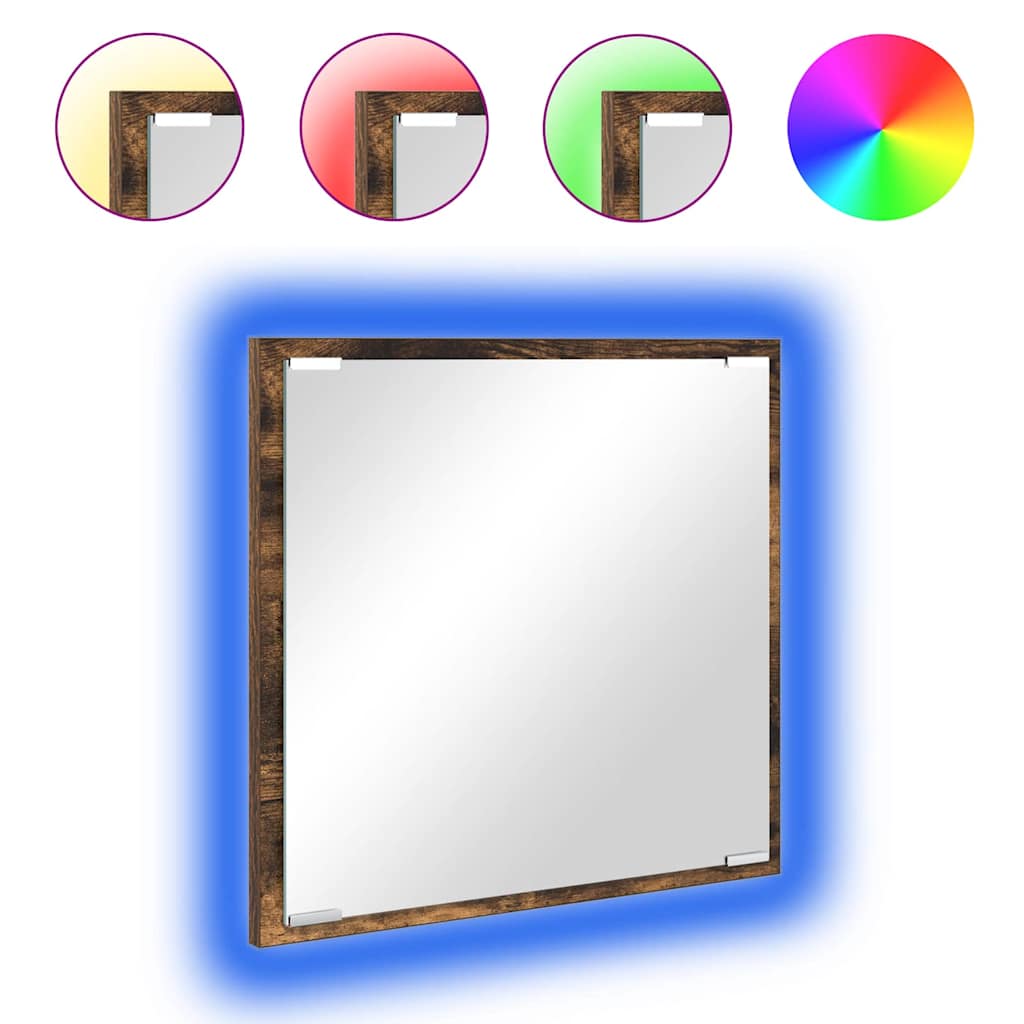 Espelho de banheiro LED Carvalho Defumado 40 x 37 x 8.5 cm