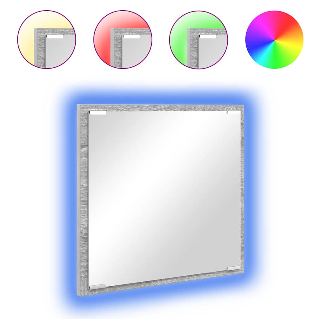 Espelho de banheiro LED Carvalho Defumado 40 x 37 x 8.5 cm