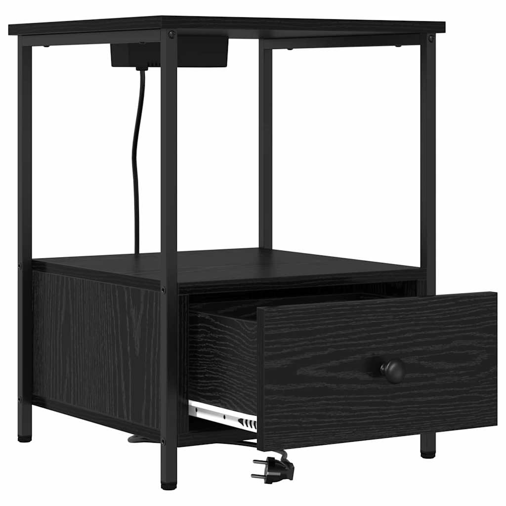 Armário Lateral com Estação de Carregamento Carvalho preto